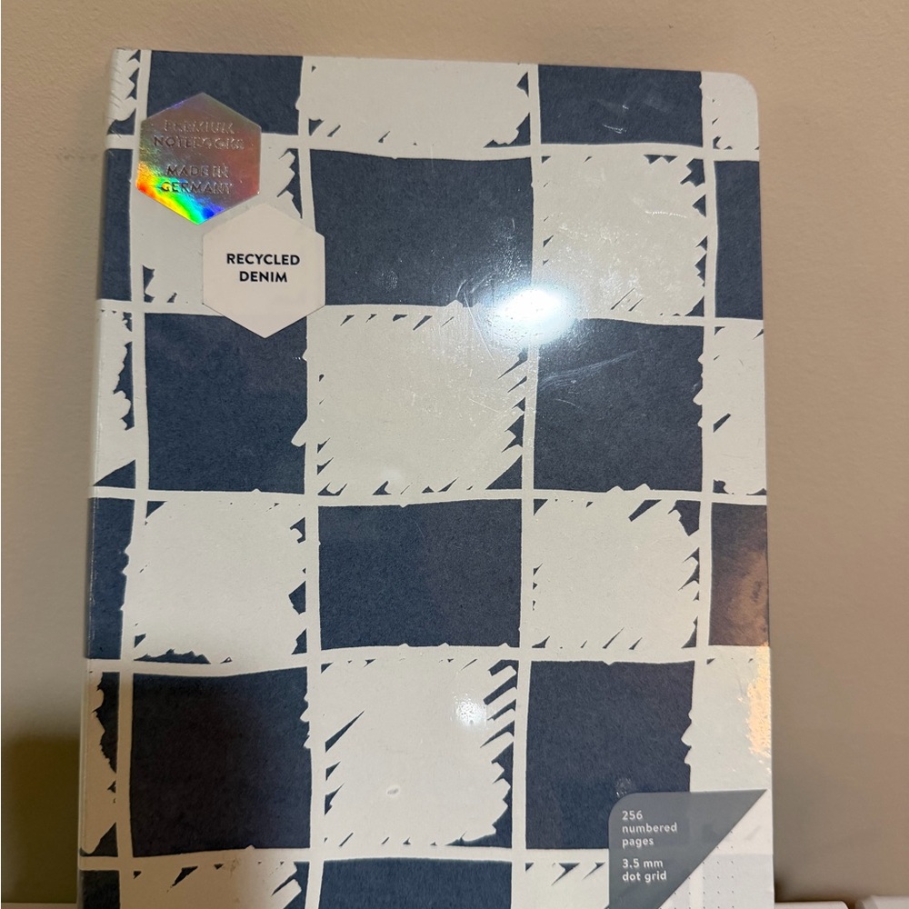 Recycled Denim Notebook with Blue and White Checkered Design